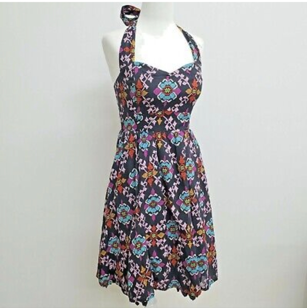 Anthropologie Edme & Esyllte Cotton Printed Halter Sundress Dress Womens, sz 8